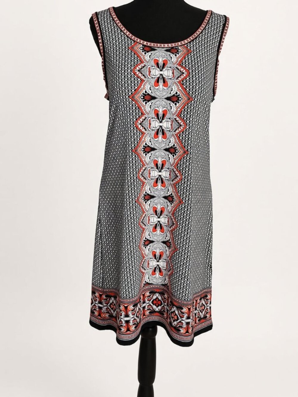 Max Studio Coral Geo Keyhole Sleeveless Dress L
